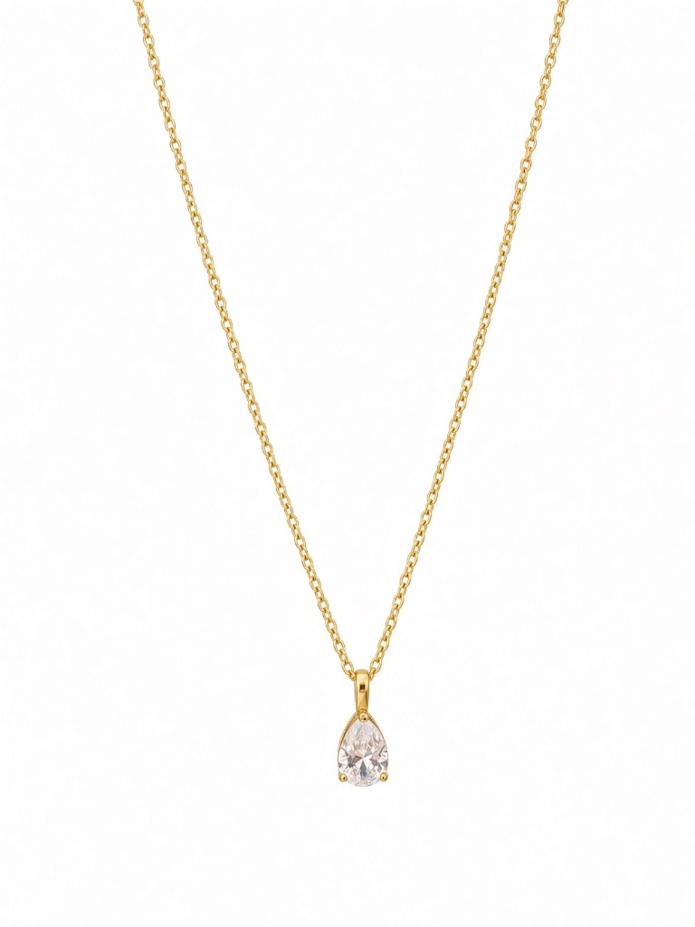 18K Gold-Plated April Birthstone Clear CZ Necklace